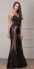 Beads & Lace Accent Long Fitted Formal Prom Pageant Dress in Black